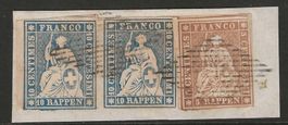 1855 : Strubel Nr. 23B (2x) und 22C - KP 470.--