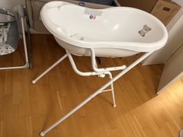 Babybadewanne mit Gestell weiss