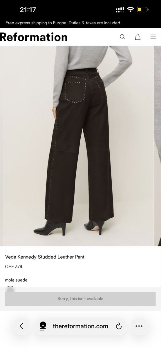 Reformation Pantaloni: REFORMATION VEDA KENNEDY PANTS – Nuovo e nell'imballaggio originale da Stäfa venduto da ste_5zgq 1
