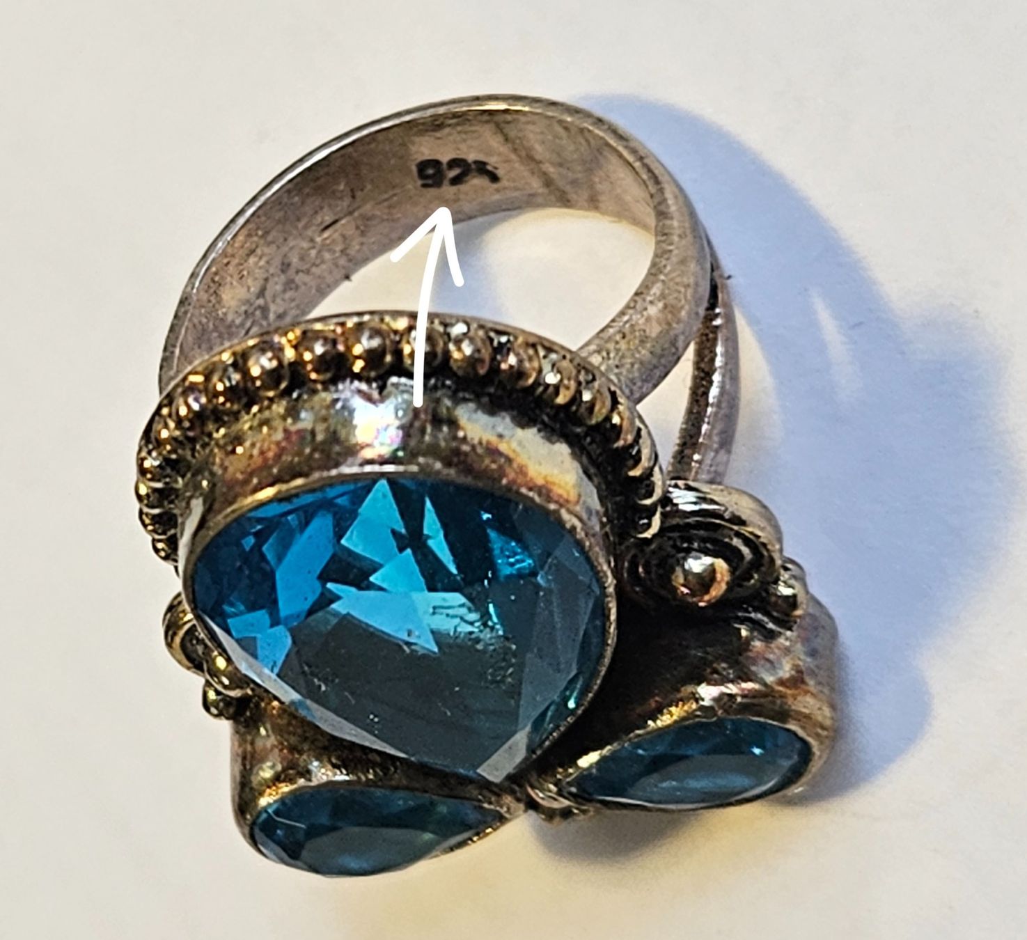 Anelli: Silberschmuck Ring mit blauen Steinen Grösse 54 – Nuovo (secondo la descrizione) da Zürich venduto da Bieter04 8