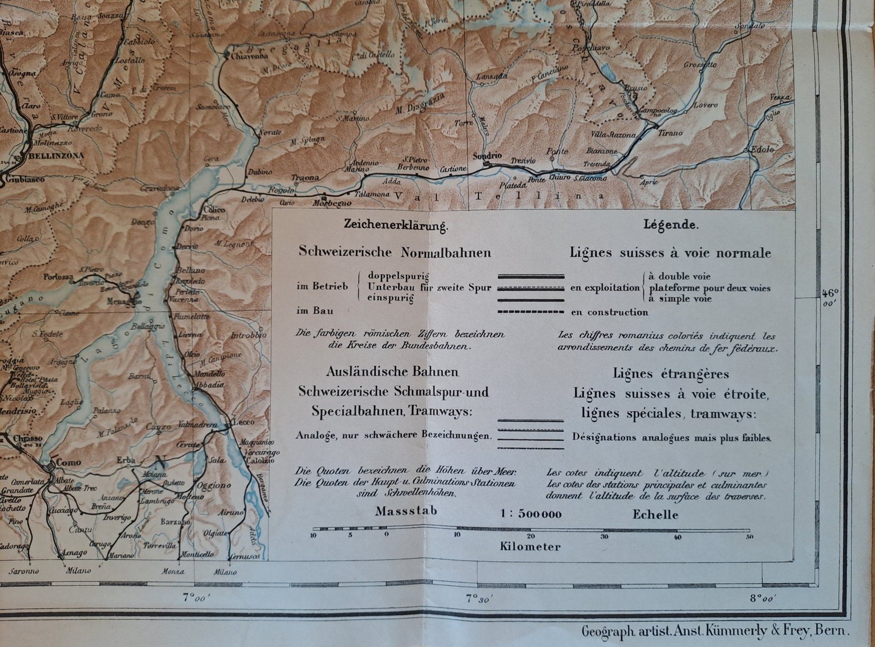 Landkarten & Atlanten: ANCIENNE CARTE TOPOGRAPHIQUE CHEMIN DE FER SUISSE 1908, – Gebraucht aus LAUSANNE von KWEW 3