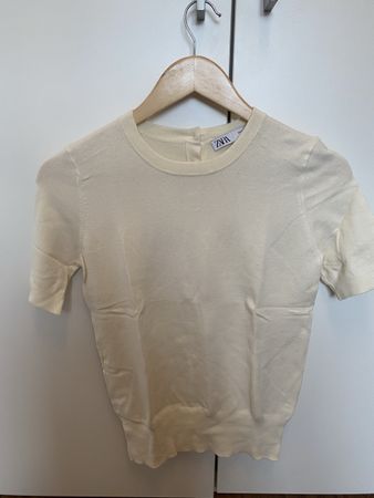 Pull ZARA femme manches courtes jaune clair taille S