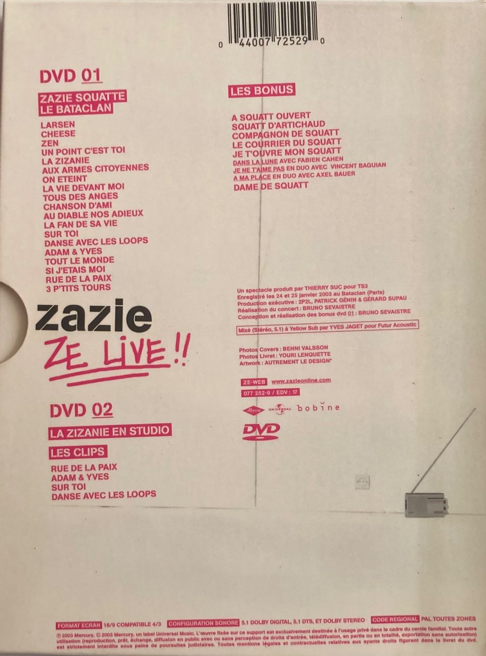 Alle DVDs: ZAZIE - ZE LIVE !! – Gebraucht aus Poliez-Pittet von Newtown-Records 1