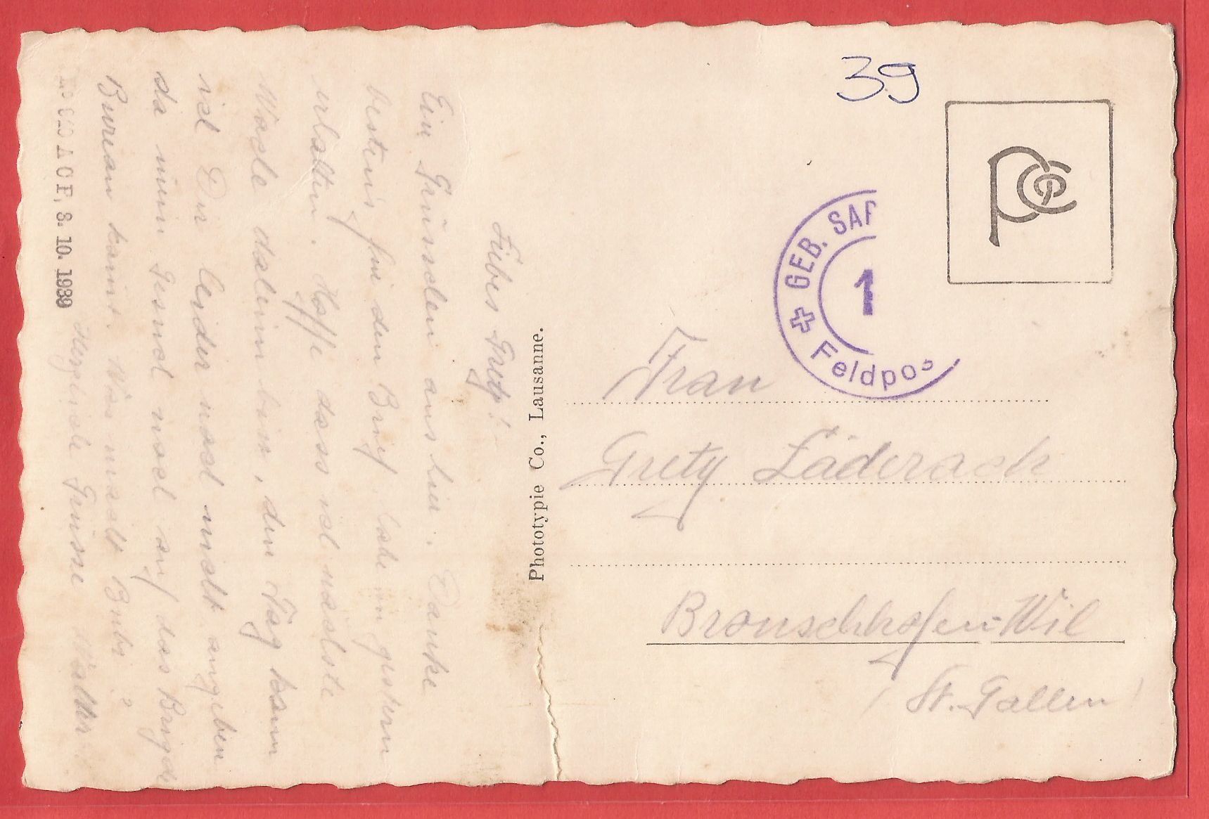Ansichtskarten: Simplon Dorf mit Fletschhorn - ca. 1945 – Gebraucht aus Fislisbach von Porano 1