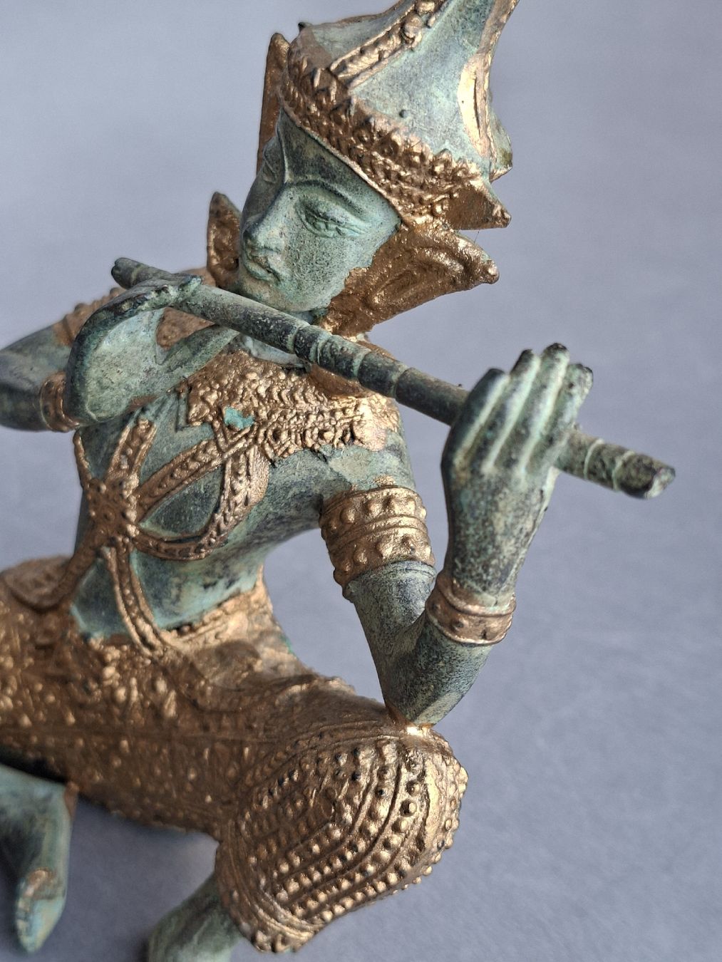 Statuette: Buddha mit Querflöte Bronze Statue 15cm hoch Asiatisch – Usato da Basel venduto da mabu46 3