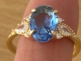 Luxus Elegante Gr.19/9 Ring Farbe:  Gold/ blau