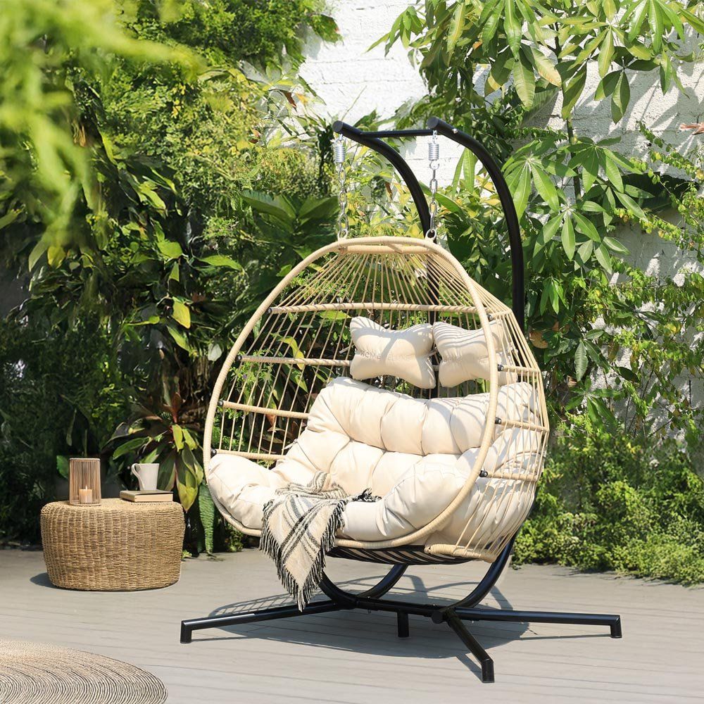 Poltrone pensili da giardino: Faltbare Hängesessel LUMA BEIGE - 2 Sitzer – Nuovo e nell'imballaggio originale da Wallenwil venduto da toesstal-vertrieb