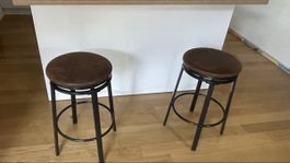 Barhocker 2er Set braun Kunstleder drehbar neuwertig