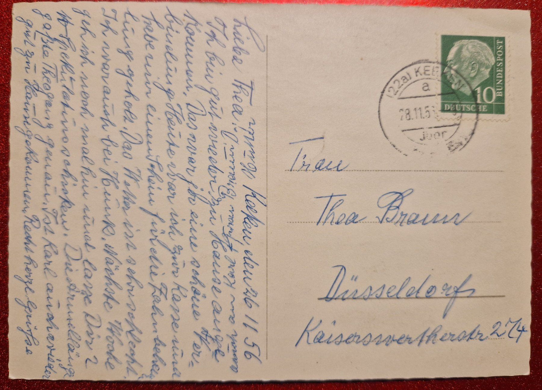 Cartoline postali: Kleve - Klefse - Schüsteckes-Denkmal 1956 – Usato da Melchnau venduto da Fishel 1