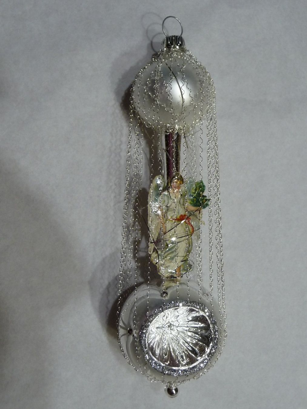 Tutte le decorazioni: Nostalgischer Christbaumschmuck silbern mit Engel, Einstich – Nuovo e nell'imballaggio originale da Alpnach Dorf venduto da marvo 1