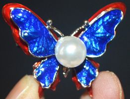 Brosche C-285 – Schmetterling Emaille & Strass - 4,2 x 3,2cm