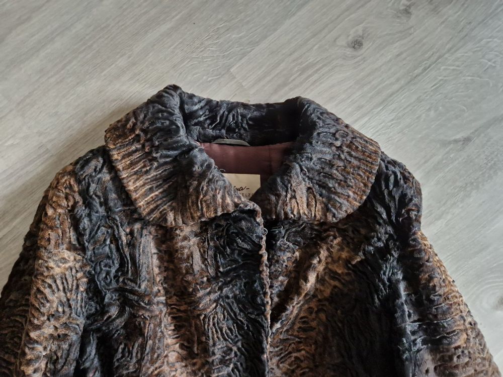 Pelzmantel Damen Lang Kunstpelz Damen Mantel Lang  Warmer Eleganter  Fellmantel Mittellang Slim Fit V-Ausschnitt Schwarz