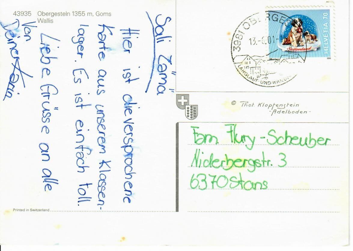Cartoline postali: Obergesteln – Usato da Hochdorf venduto da Ziegel-16 1