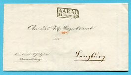Faltbrief von Aarau nach Lenzburg 1850