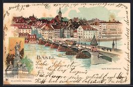 Litho Basel, Alte Rheinbrücke, St. Jako