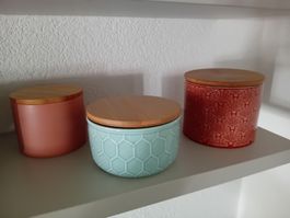 Vorratsdosen Keramik Holz Deckel Set 3 Stck. neu