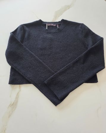 Mister Zimi Long Sleeve Knitted Crop Top in Black