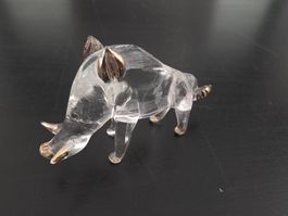 Filigrane Wildschwein Figur aus Glas (Keiler) mit Golddekor