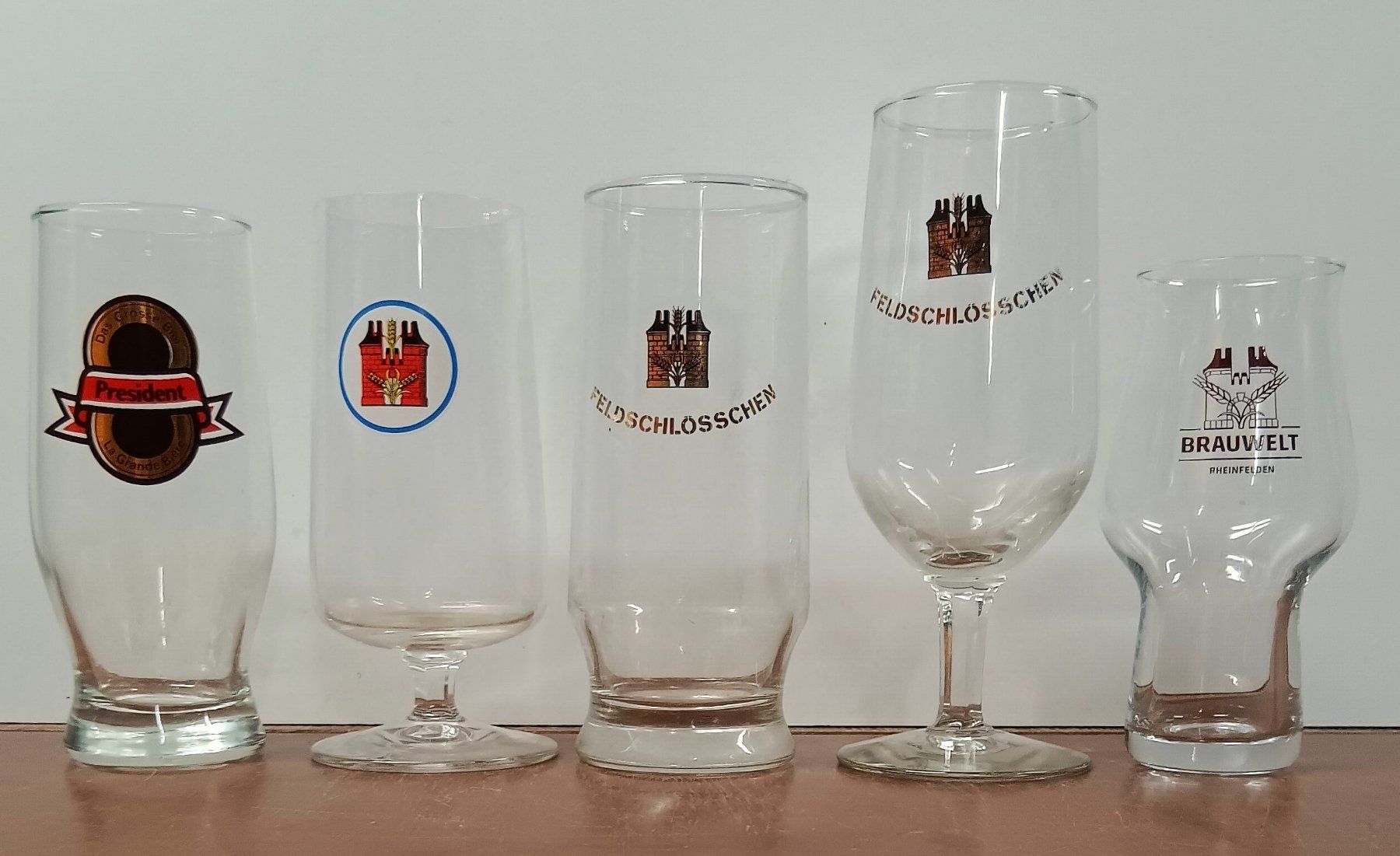 Feldschlösschen Bicchieri: 5 Bierglas Bier Brauerei Feldschlösschen – Usato da Lichtensteig venduto da B-B-Bier