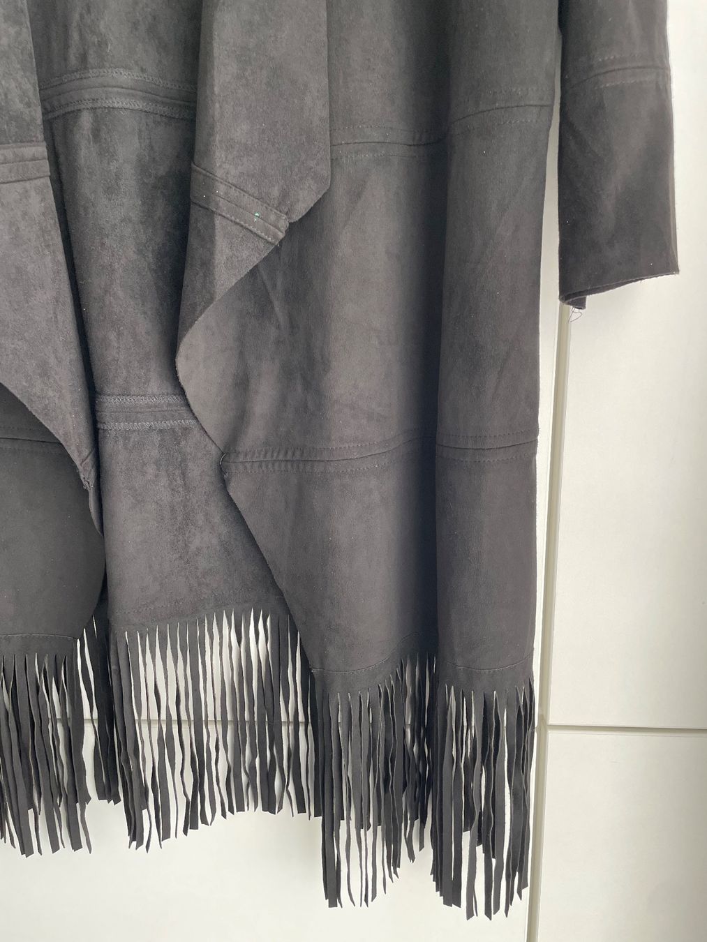Gilet & Giacche senza maniche: BLAZER LONG OUVERT NOIR À FRANGES MINIMUM TAILLE 38 – Usato da Gilly venduto da FlorenceGill 3