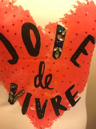 Joie de vivre embellished heart white cotton top S