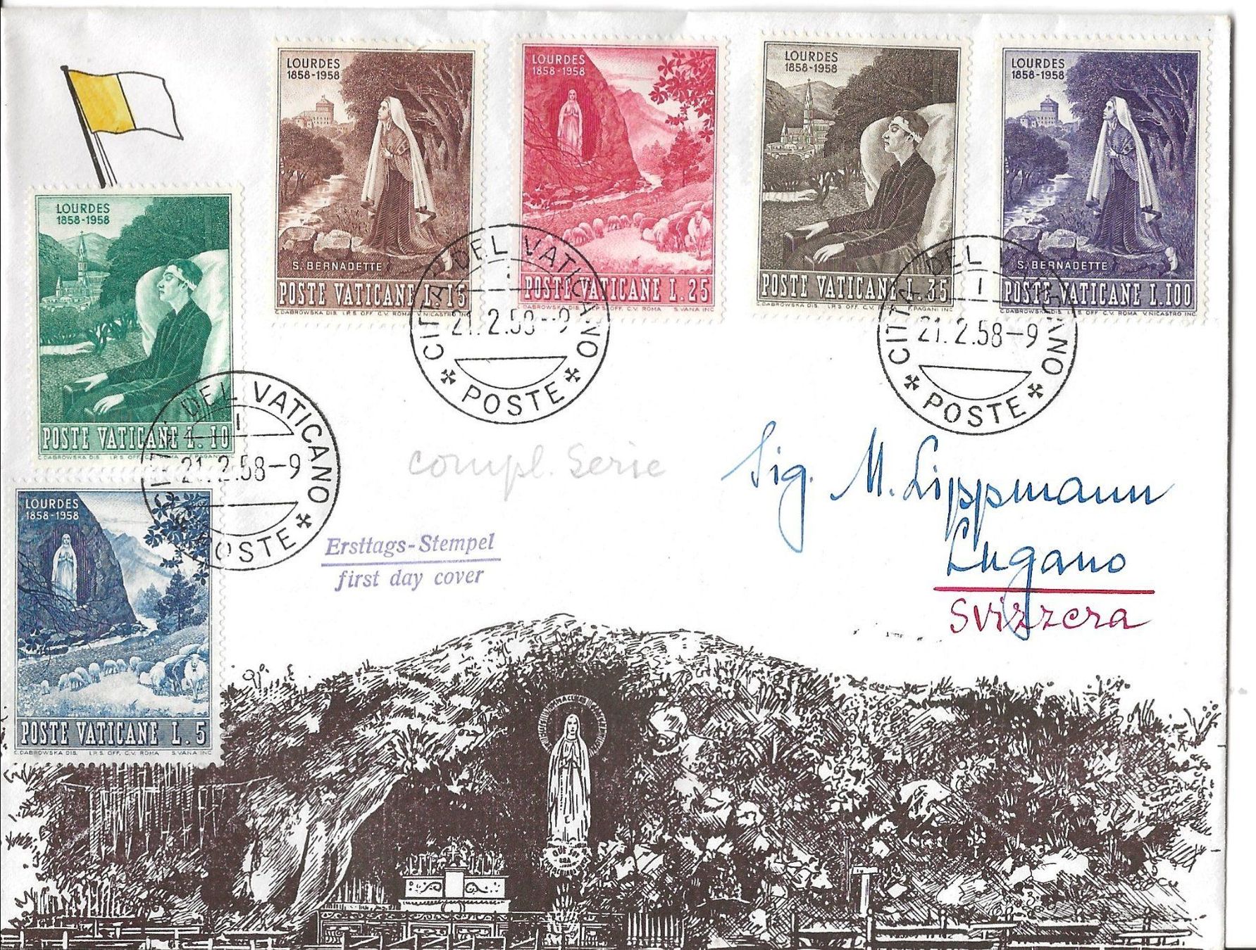 Tous les timbres: Vatikan, FDC 1958, Lourdes – D'occasion à Frauenfeld par Merk52