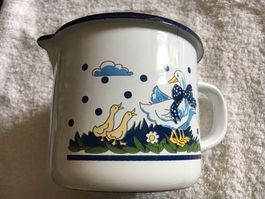 Emaillie Topf Milchtopf 12cm Ente mit Skala