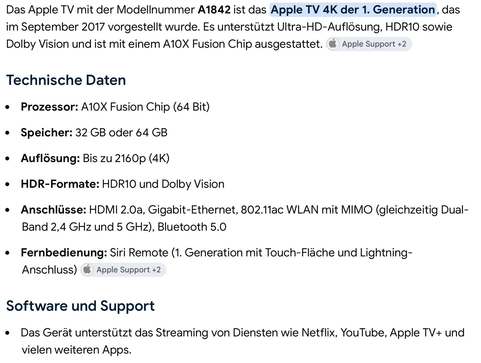 Apple Systèmes audio & multimédias: Apple TV 4K 1. Generation – D'occasion à Schaffhausen par addo12 2