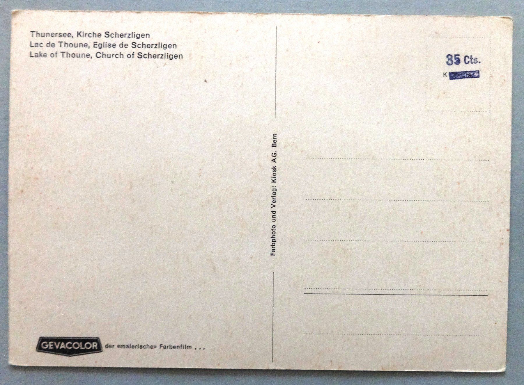 Cartes postales: Thunersee, Kirche Scherzligen – D'occasion à Fétigny par Billy2miny 1