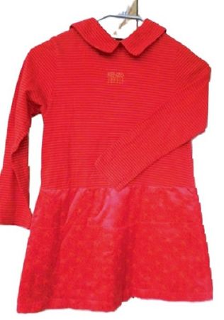 KENZO ca.Gr.122 Kleid mit Seide ORANGE ROT s. Masse