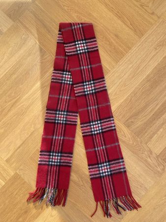 Warmer Winterschal Herren, rot kariert, Fransen