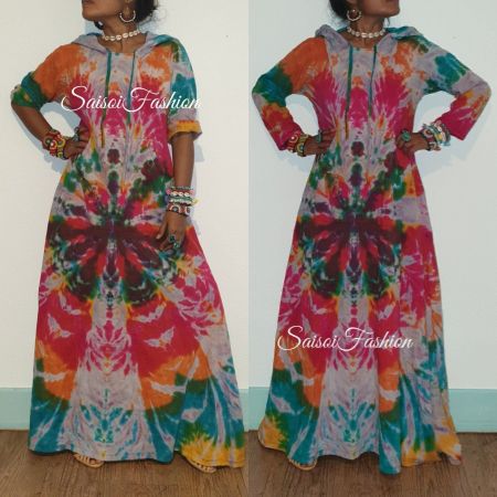 Sommer Batik Handgefärbt Hippie Boho Maxikleid XS-L