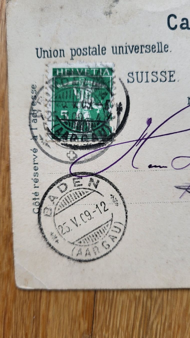 Ansichtskarten: 2 Karten Aargau Stempel Mumpf und Baden1908/1909 – Gebraucht aus Bäriswil BE von mimi.86 1