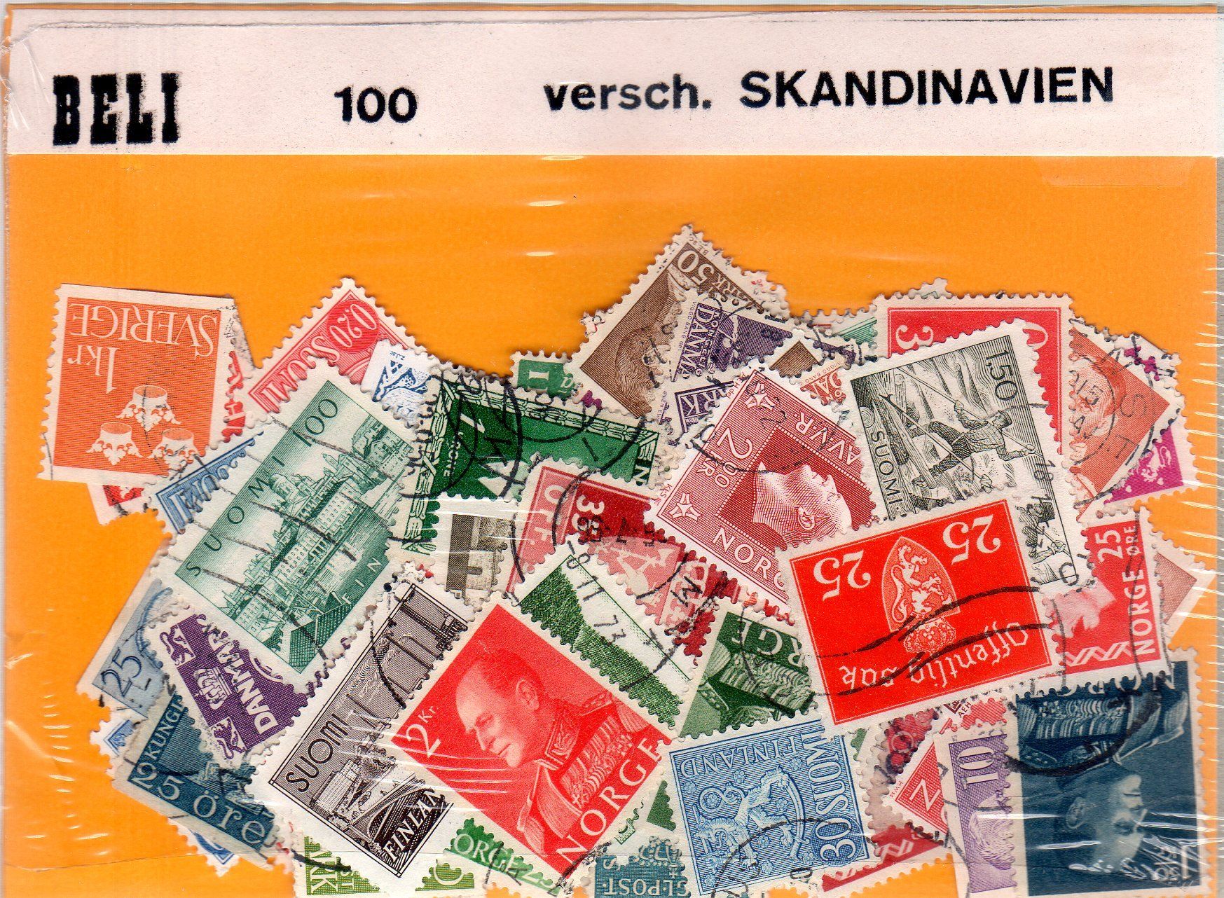 Alle Briefmarken: 100 VERSCH. BRIEFMARKEN SCANDINAVIEN - SP25 – Gebraucht aus Losone von EM2019