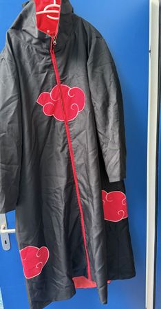 Naruto Akatsuki Costume Cloak Black Red Size XL New