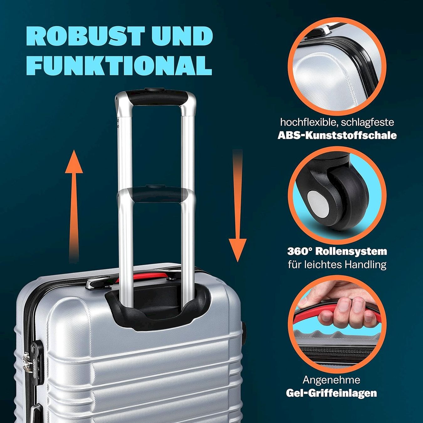 Valigie: Monzana 4er Koffer Set Baseline Silber – Nuovo e nell'imballaggio originale da Bottighofen venduto da zaap 3
