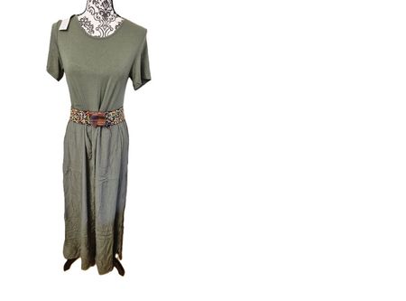 Zwei Elegante Maxikleid  khaki/rot, Gr. M
