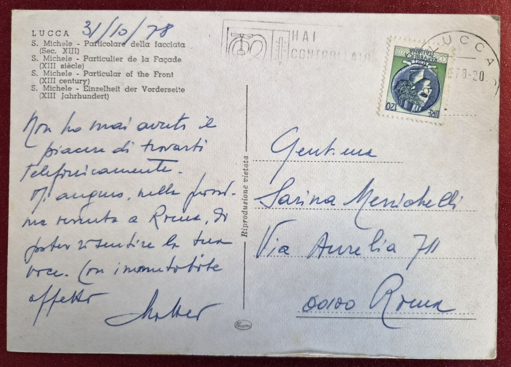 Cartoline postali: Lucca, S. Michele 1978 Italia – Usato da Melchnau venduto da Arthurius 1