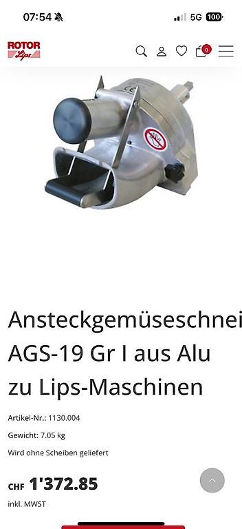 Lips Elettrodomestici da cucina: Rotor Gemüseschneide Aufsatz 20l – Usato da Bern venduto da leo_n862 3