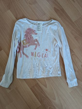 H&M Shirt Gr. 110/116 Mädchen Langarmshirt Einhorn