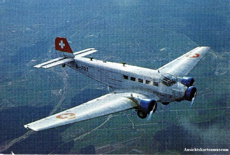 Cartoline postali: JU52 - Junker + c1980 – Usato da Emmenbrücke venduto da teestube