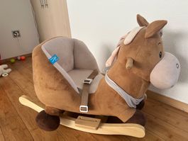 Schaukelpferd mit Sitz und Gurt braun gebrauchter Zustand