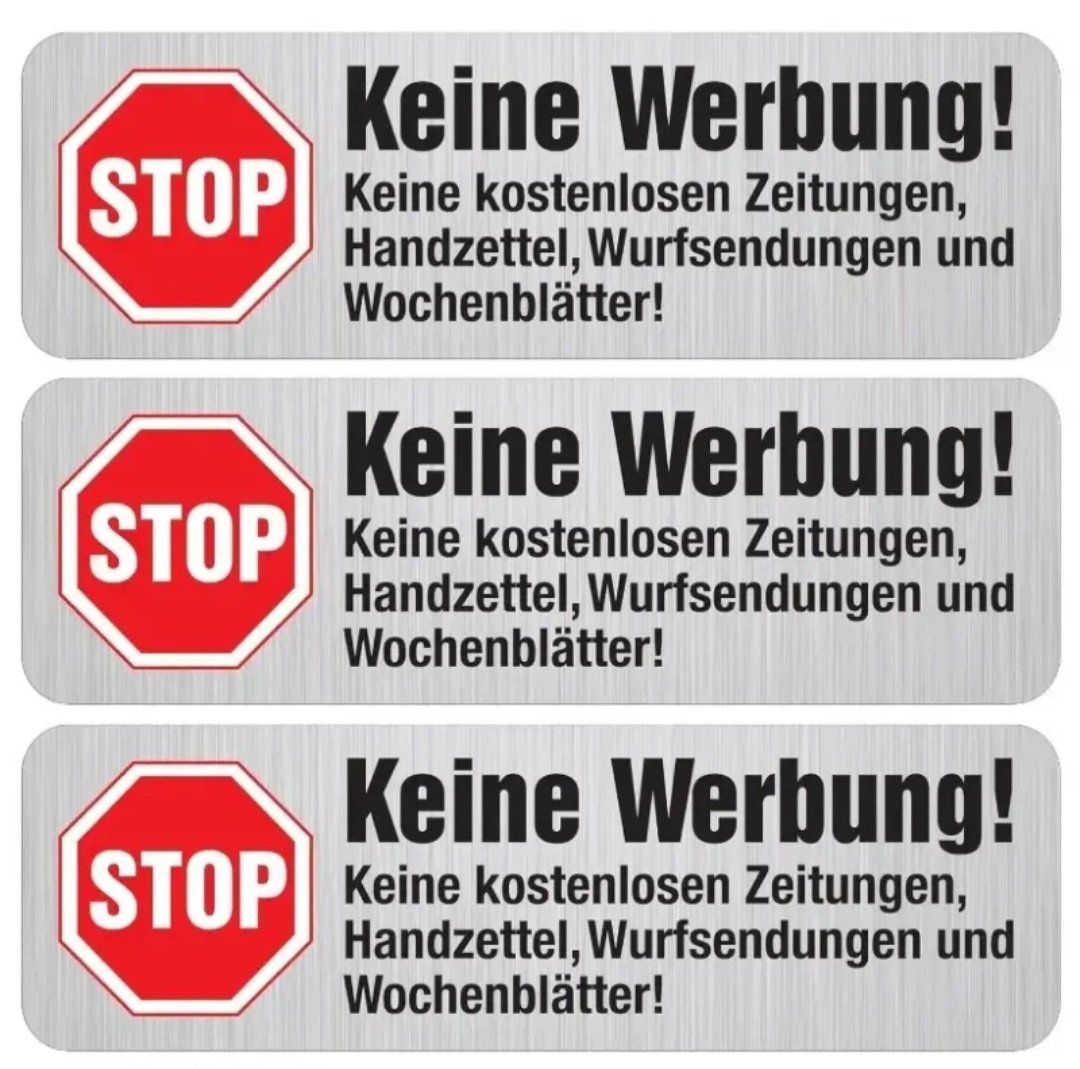 Aufkleber: 3x Sticker Stop keine Werbung – Neu und originalverpackt aus Dintikon von Vexi
