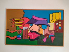 Peinture "Big Tracy" de style cubiste figuratif.