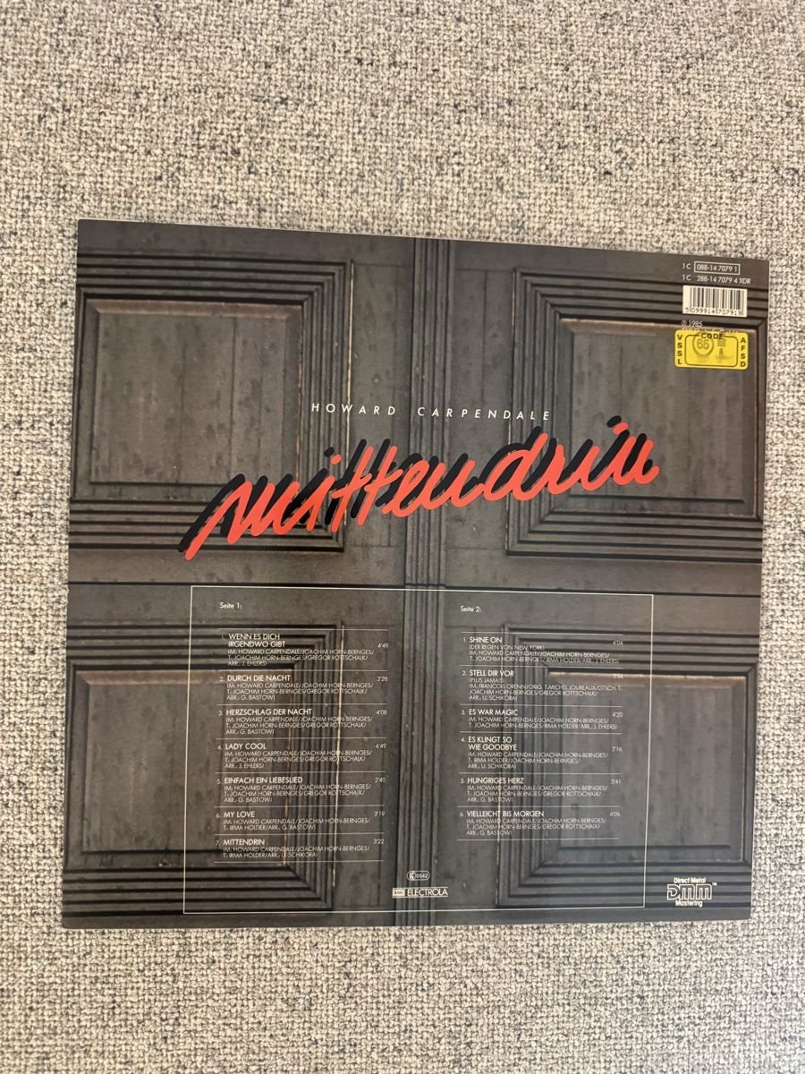 Dischi in vinile: Howard Carpendale - Mittendrin - LP - 80s - Top Preis – Usato da Rorbas venduto da BlackstarRecords 1