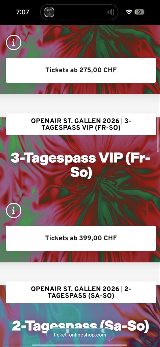 Biglietti: 3 Tagespass VIP Openair – Nuovo e nell'imballaggio originale da Gossau SG venduto da jan_w8rp