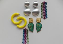 Lot of 4 Pairs of Summer Vibe Metal and Acrylic Earrings