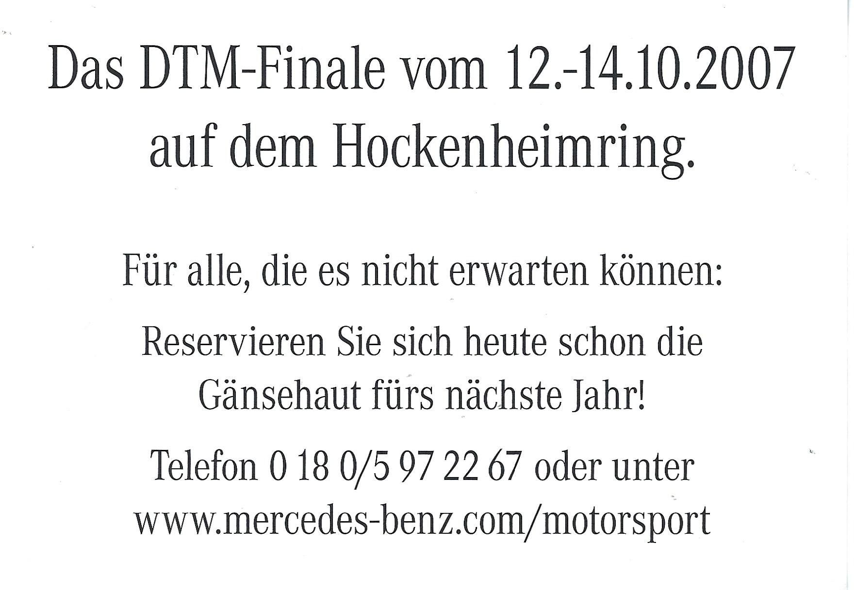 Cartoline postali: Karte, DTM Hockenheim 2007 – Usato da Aarburg venduto da Hktm 1