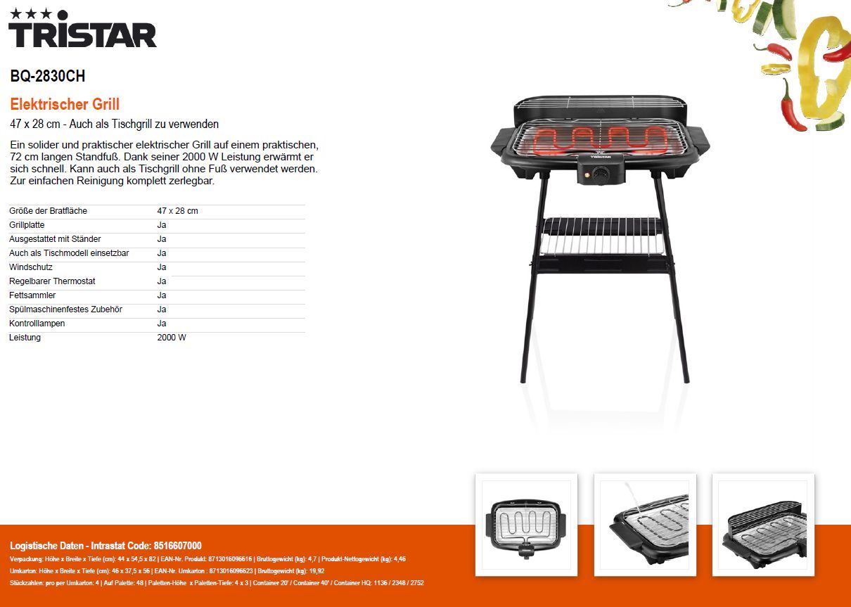 Griglie: Elektrischer Grill - BQ-2830 – Nuovo e nell'imballaggio originale da Opfikon venduto da Trodat5430 1