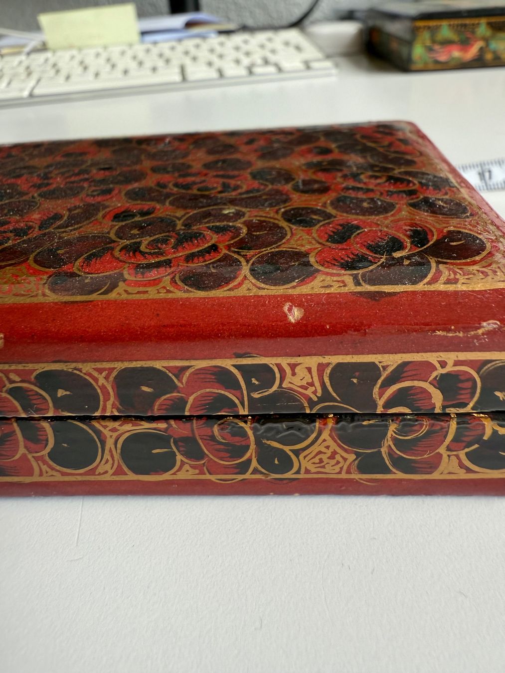 Holzartikel: Dose Lack handbemalt 13 x 7 x 3 cm – Gebraucht aus Kirchdorf von Vintagewunder 1